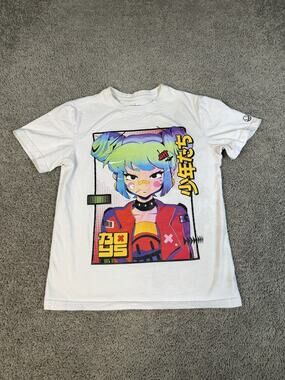 The Boys Shirt Mens S White Anime Graphic Crew Neck Cotton Tagless Short Sleeve